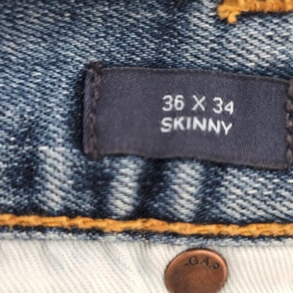 Gap Men's Skinny Blue Denim Jeans Size 36 x34 - Picture 7 of 9